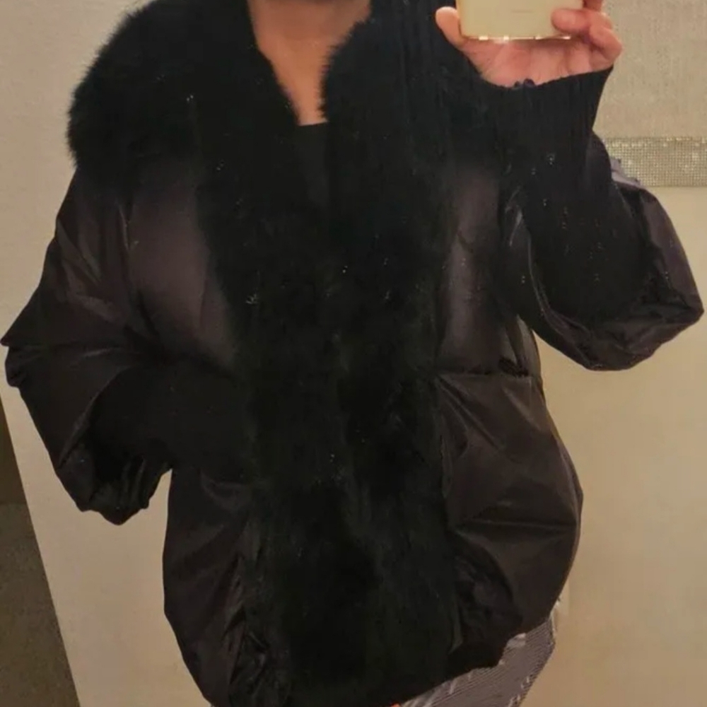 NWOT Real Fox Fur Trimmed Down Jacket sz 10-12